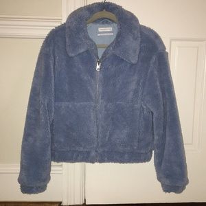 Urban Outfitters Blue Fluffy Bomber Jacket